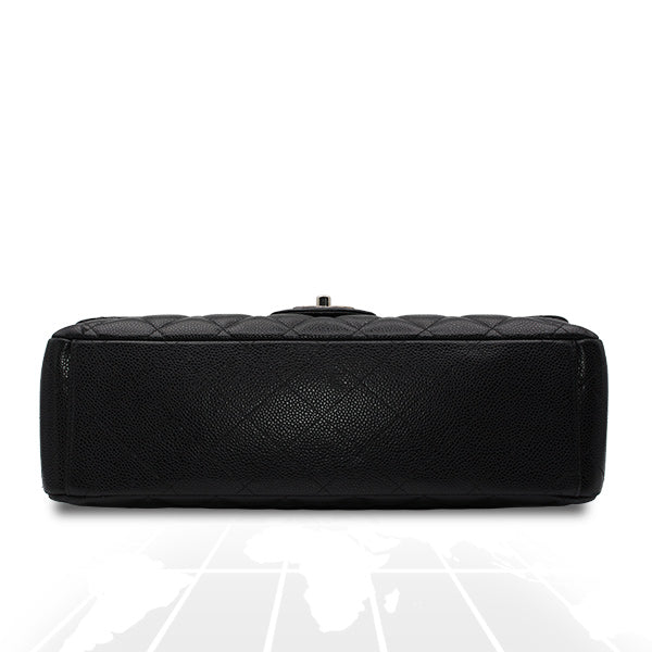 Chanel Double Flap Maxi Bag Black Caviar Silver Hardware - Image 9