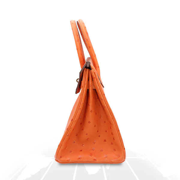 Hermes Birkin 30 Tangerine Autruche Ostrich Gold Hardware - Image 3