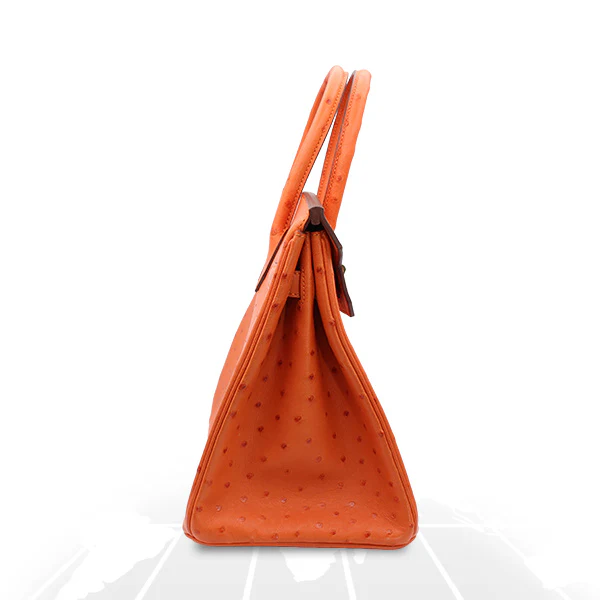 Hermes Birkin 30 Tangerine Autruche Ostrich Gold Hardware - Image 7
