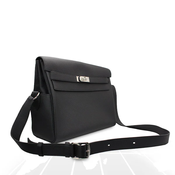 Hermes Kelly Messenger GM Black (89) Togo Palladium Hardware - Image 9