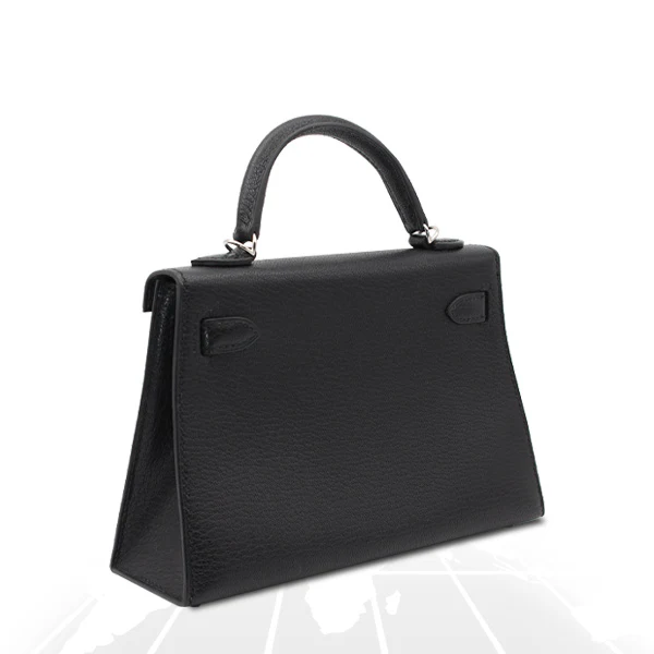 Hermes Mini Kelly Chevre Chamkila Noir Silver Hardware - Image 4