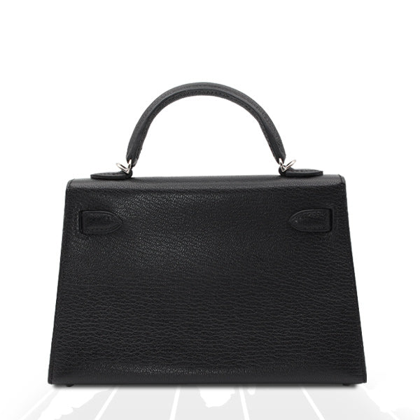 Hermes Mini Kelly Chevre Chamkila Noir Silver Hardware - Image 5